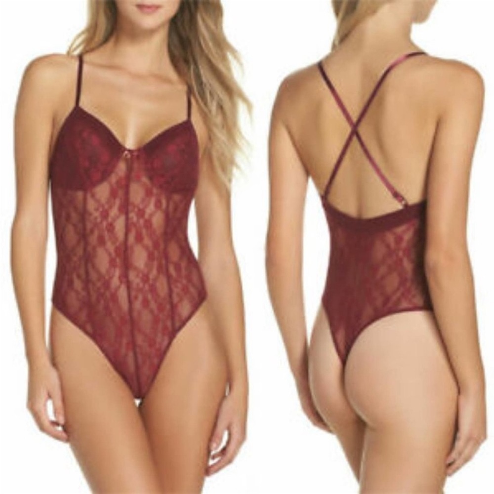 NWT Free People Intimately Runaway Body suit in Raspberry Truffle Sz S